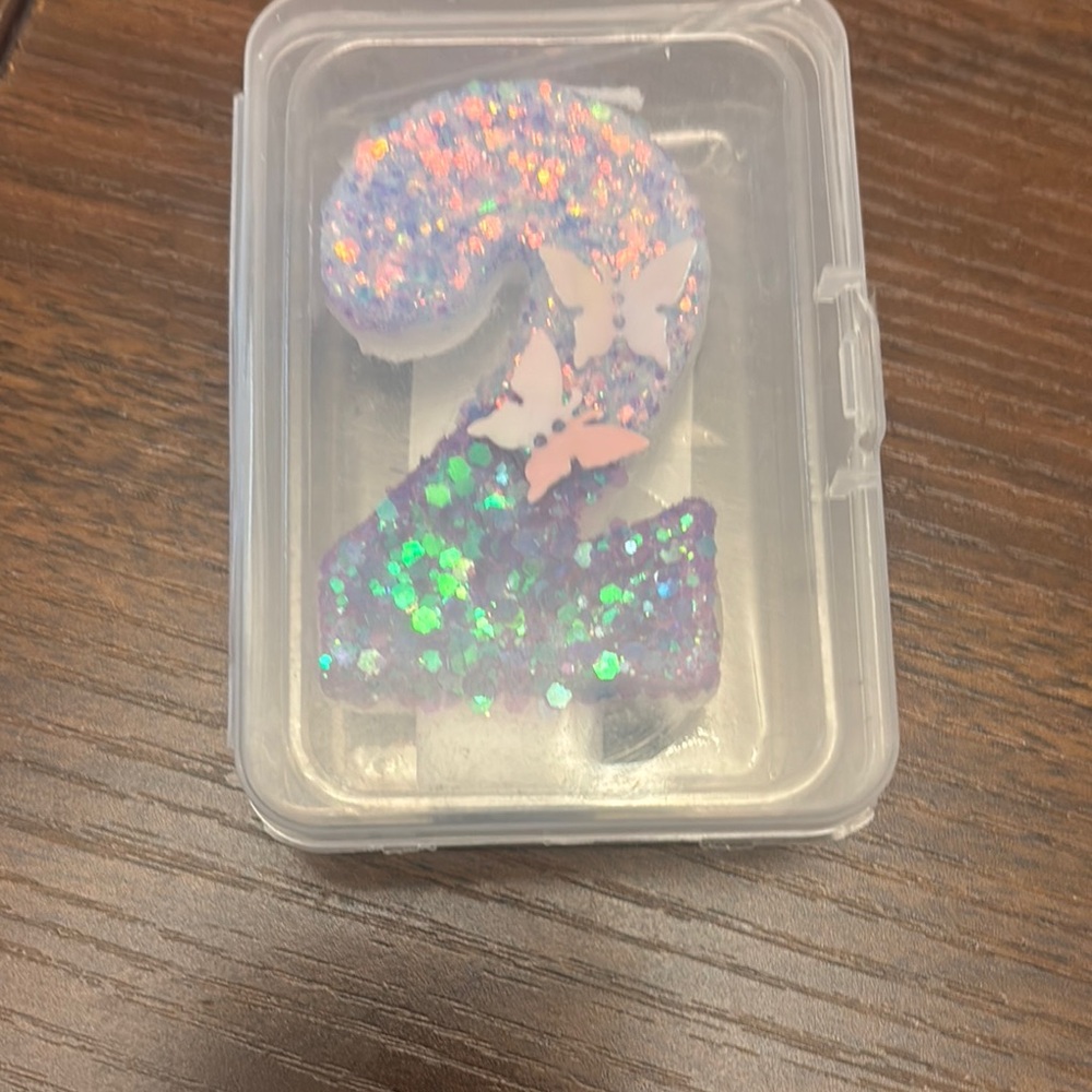 Glittery Number 2 Cake Topper